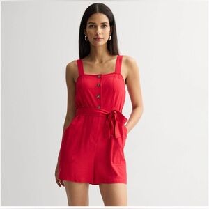 Women's Nine West Patch Pocket Romper Red Medium